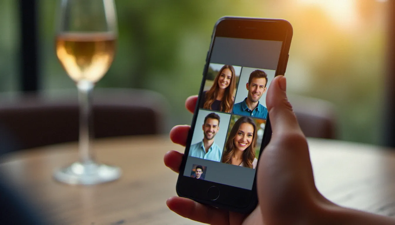 Smartphone affichant une application de rencontre posé sur une table, symbolisant la recherche d'une cougar rencontre en ligne