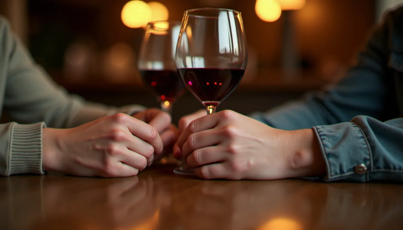 Deux paires de mains sur une table, symbolisant la complicité dans une relation cougar avec écart d'âge